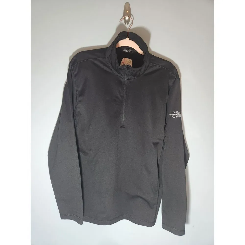 The North Face LG Long Sleeve 1/4 Zip Collard BLK Casual Pullover 